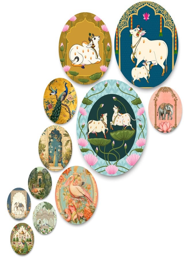 RADIQORE Set of 11 Designer MDF Wooden Wall Hanging for Home Decoration | Office | Gift | Wall Decor Hanging Items | Wall Art | Living Room | Bedroom (COW) - Image 1
