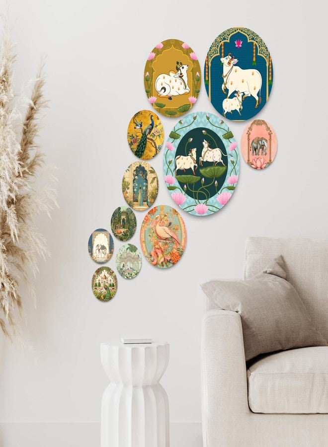 RADIQORE Set of 11 Designer MDF Wooden Wall Hanging for Home Decoration | Office | Gift | Wall Decor Hanging Items | Wall Art | Living Room | Bedroom (COW) - Image 5