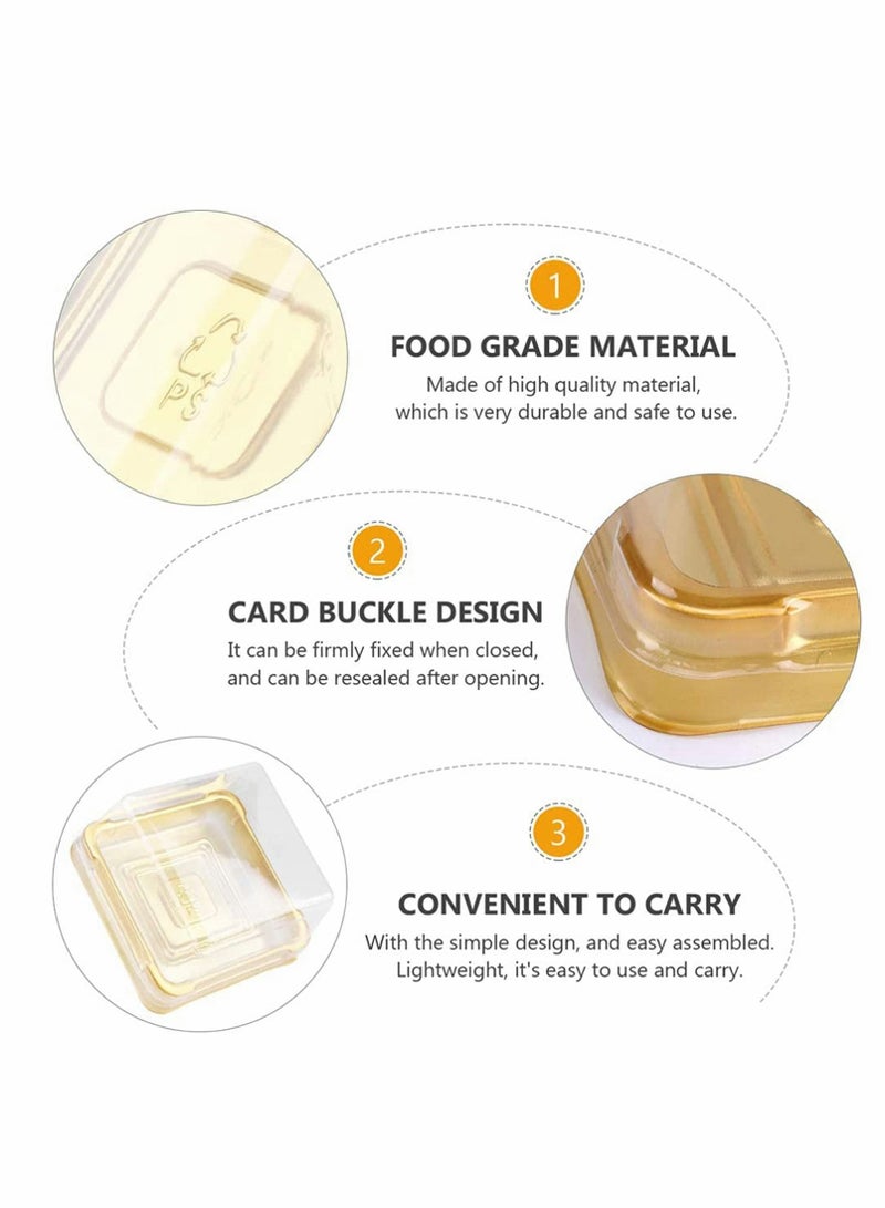 Excefore Mini Cake Box, 100 Pcs Clear Plastic Cookies Muffins Dome Box, Cupcake Mooncake Cookies Box with Clear Dome for Baby Shower Wedding Birthday Party Supplies (Golden) - Image 4