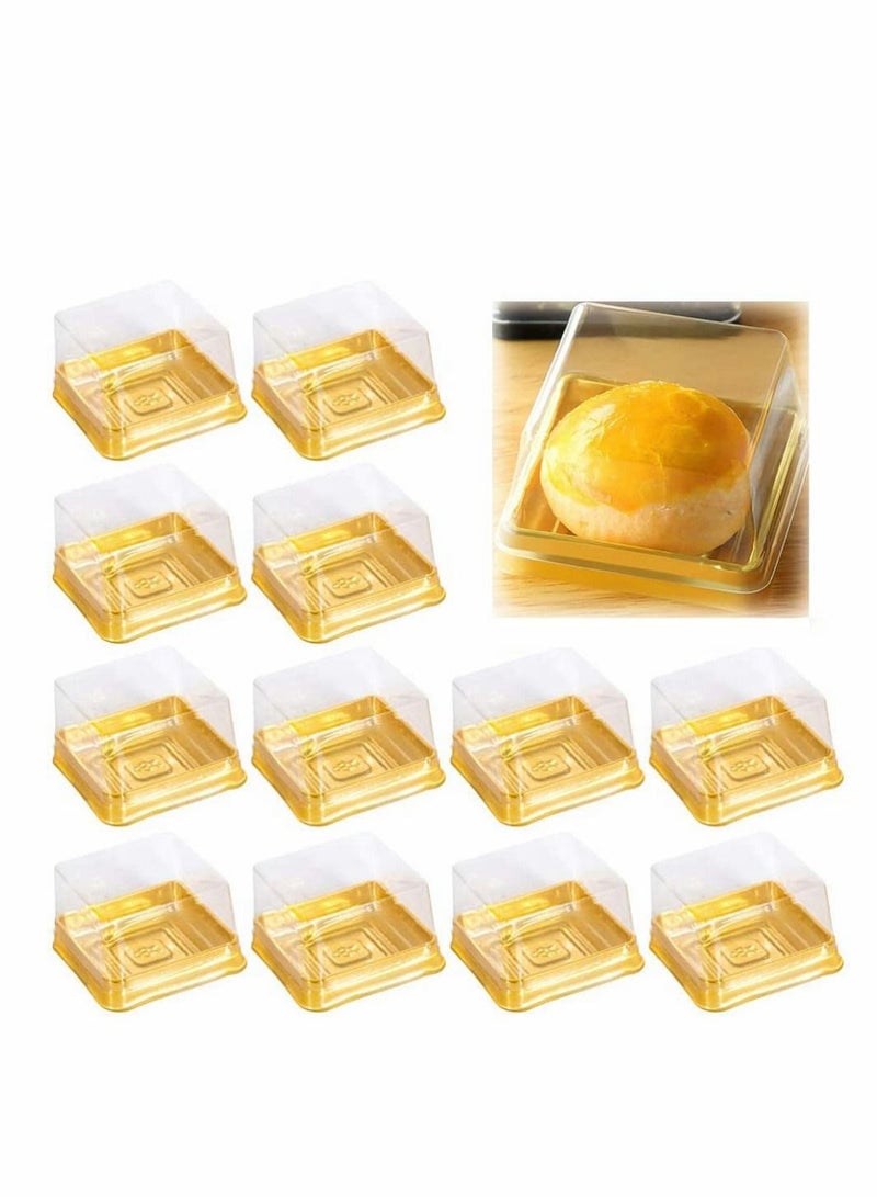 Excefore Mini Cake Box, 100 Pcs Clear Plastic Cookies Muffins Dome Box, Cupcake Mooncake Cookies Box with Clear Dome for Baby Shower Wedding Birthday Party Supplies (Golden) - Image 1