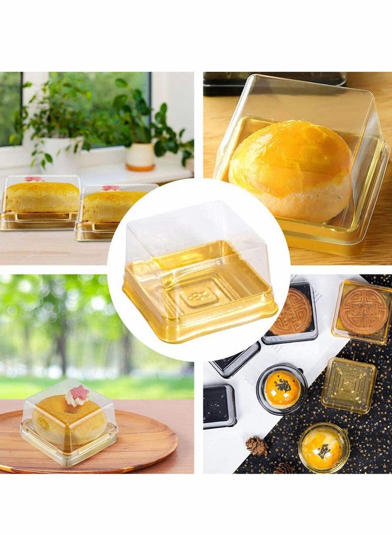Excefore Mini Cake Box, 100 Pcs Clear Plastic Cookies Muffins Dome Box, Cupcake Mooncake Cookies Box with Clear Dome for Baby Shower Wedding Birthday Party Supplies (Golden) - Image 5