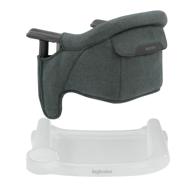 Inglesina Fast Table Chair - Charcoal Gray Melange + Fast Dining Tray - Portable Baby High Chair - for Babies & Toddlers up to 37 lbs - Fits Tables 0.8'' to 3.5'' Thick - Compact - Travel Bag Included - Image 1