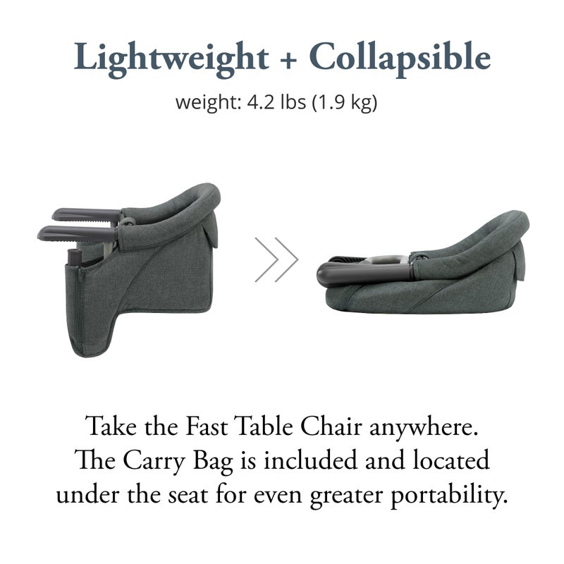Inglesina Fast Table Chair - Charcoal Gray Melange + Fast Dining Tray - Portable Baby High Chair - for Babies & Toddlers up to 37 lbs - Fits Tables 0.8'' to 3.5'' Thick - Compact - Travel Bag Included - Image 4