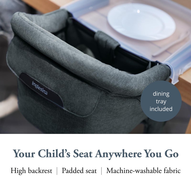 Inglesina Fast Table Chair - Charcoal Gray Melange + Fast Dining Tray - Portable Baby High Chair - for Babies & Toddlers up to 37 lbs - Fits Tables 0.8'' to 3.5'' Thick - Compact - Travel Bag Included - Image 2