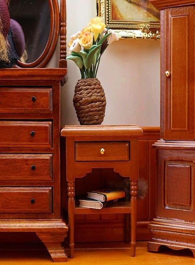 EatingBiting 1:12 1/12 Scale Miniature Wooden Furniture Dollhouse Closet Wardrobe Cabinet Bedside Table Nightstand Figurines for Acessories Coffe Table Living Room Scene Decoration - Image 4