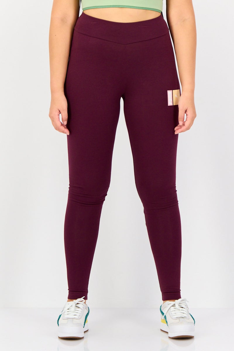 PUMA Women Tight Fit Brand Logo Training Leggings, Wine - Image 1