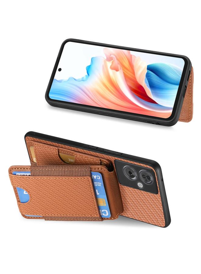 اس-توب جراب هاتف OPPO A58 4G من ألياف الكربون مع حامل عمودي قابل للطي - Image 5