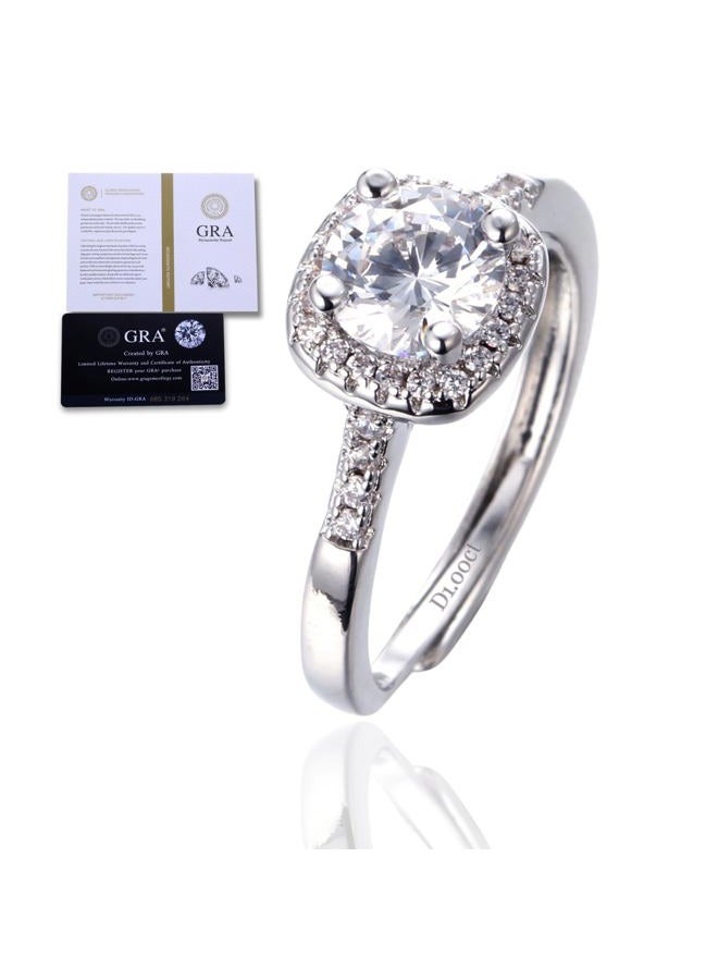 Halukakah D Color 1.0 ct Women's Moissanite Ring Square,1 Carat Lab Grown Diamond with Certificate,Platinum Plated Sterling Silver,Adjustable Size,Timeless Present for Wife,Girlfriend,Birthday,Wedding - Image 1