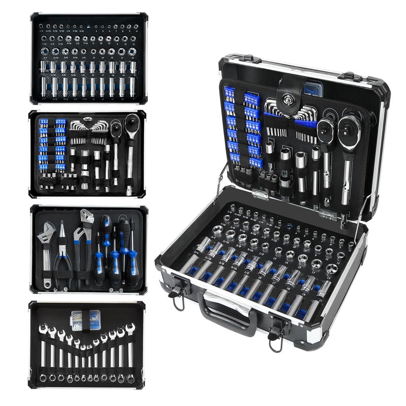 Prostormer Mechanic Tool Set, 240-Pieces Universal Household Auto Repair Tool Kit with Heavy Duty Aluminium Tool Box - Image 1