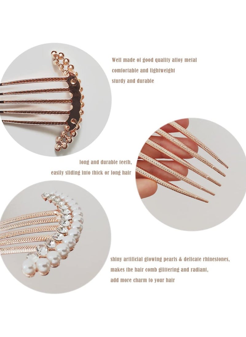Goolsky 1pc Alloy Faux Pearl Hairpin for Women Rhinestone Hair Side Comb Elegant Hair Accessories for Daily Use Tiaras  - Image 3