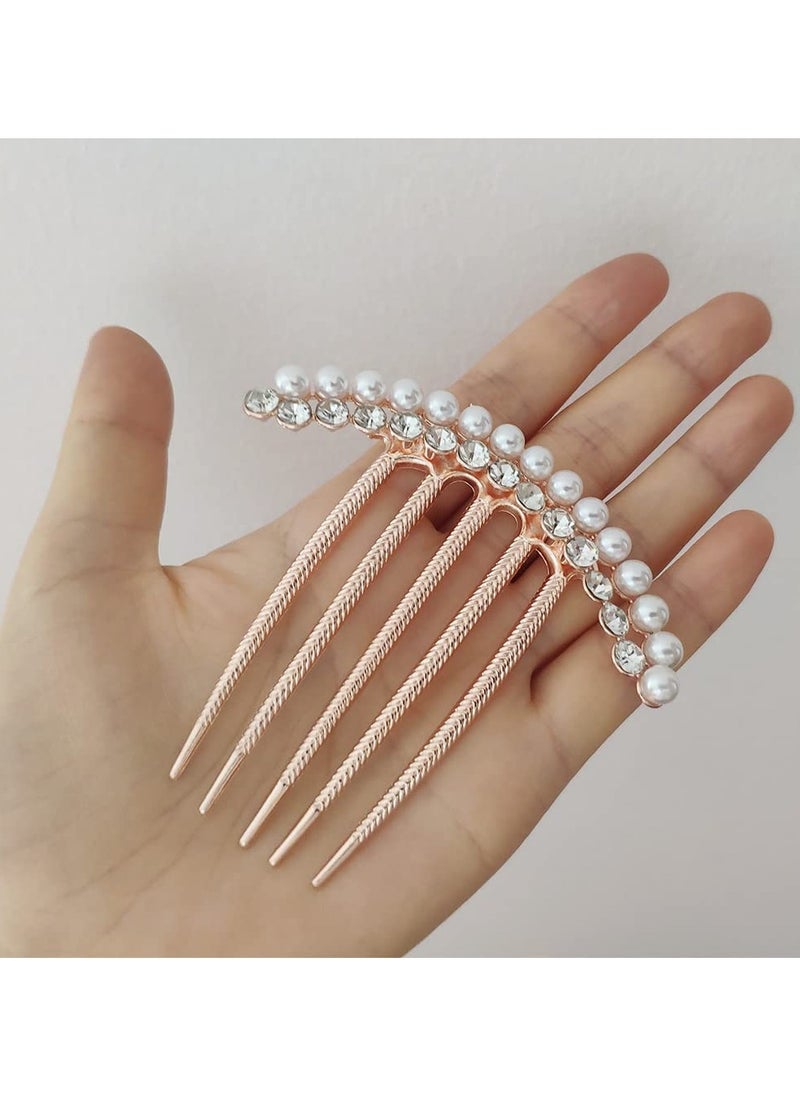 Goolsky 1pc Alloy Faux Pearl Hairpin for Women Rhinestone Hair Side Comb Elegant Hair Accessories for Daily Use Tiaras  - Image 4