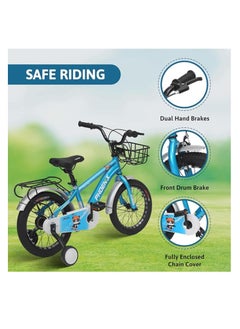 ENDLESS  ENDLESS Blue Premium Quality Kid's Bike with High Carbon Steel Frame With Basket|For Age 2 to 4 Years|14" Cycle with Aluminum Rim, Dual Brake, High Quality Training Wheels, Fender & 2.125" Wide Tyres  - Image 3