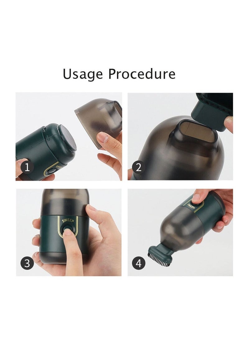 Desktop Mini Vacuum Cleaner Portable Handheld Cleaning Machine Office Vehicle Home Wireless Desk Vacuum Cleaner, Upgraded Mini Desktop Vacuum Cleaner (Black)