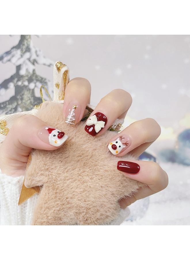 Bluejw Christmas New Year Handmade Wear A European And American Foreign Trade Cartoon Christmas Tree Old Man Elk False Nails Removable - Image 4