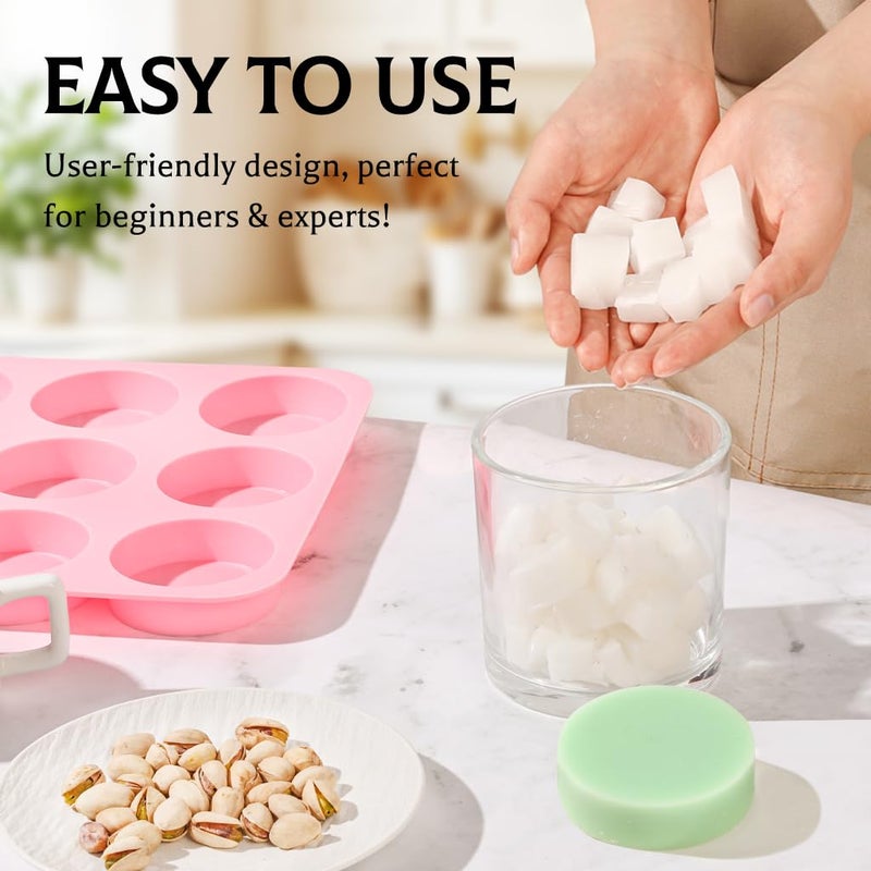 SJ Soap Molds 2 Packs, Cylindrical Silicone Soap Molds for Soap Making, 9 Cavity Round for Bath Bombs, Homemade Craft Soap, Cake, Chocolate ï¼† Ice Cube-Pink - Image 4