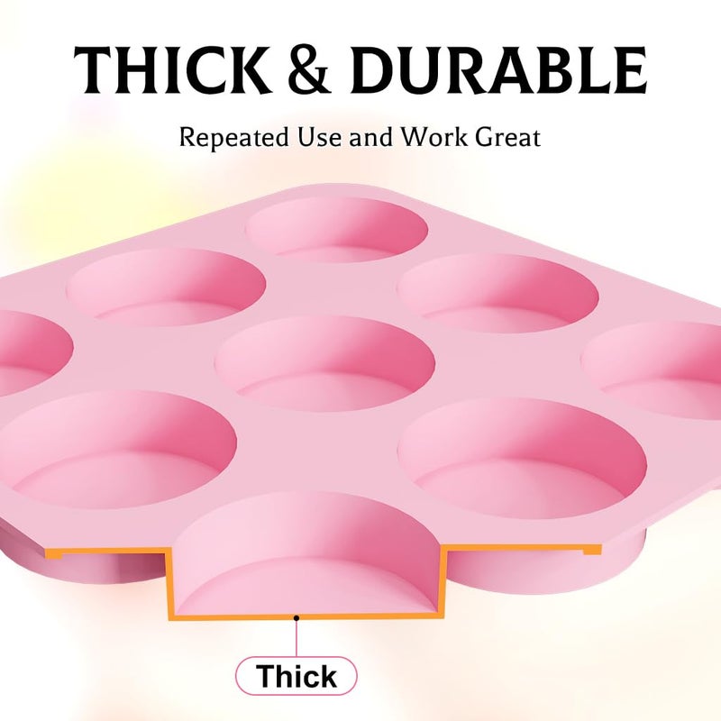 SJ Soap Molds 2 Packs, Cylindrical Silicone Soap Molds for Soap Making, 9 Cavity Round for Bath Bombs, Homemade Craft Soap, Cake, Chocolate ï¼† Ice Cube-Pink - Image 5