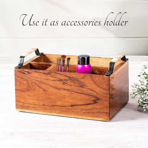 nestroots Wooden Cutlery Holder Spoon stand for kitchen | 10 Inch Brown | Cutlery Holder for Dining Table | Wooden Caddy Storage Organiser Stand Caddy holder - Image 3