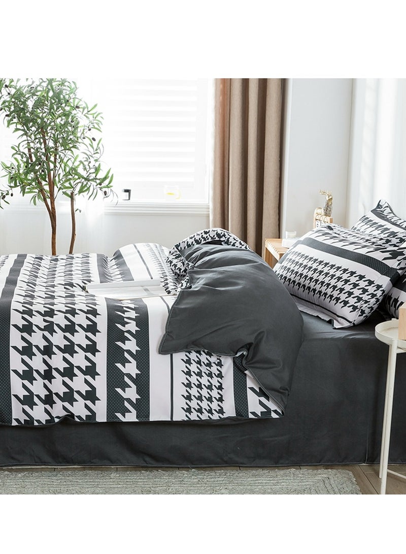 شاربدو طقم لحاف ناعم من الألياف الدقيقة، مكون من أربع قطع، مع غطاء لحاف واحد، شرشف واحد، وكيسا وسادة، لسرير بطول مترين (220*240 سم) - Image 1