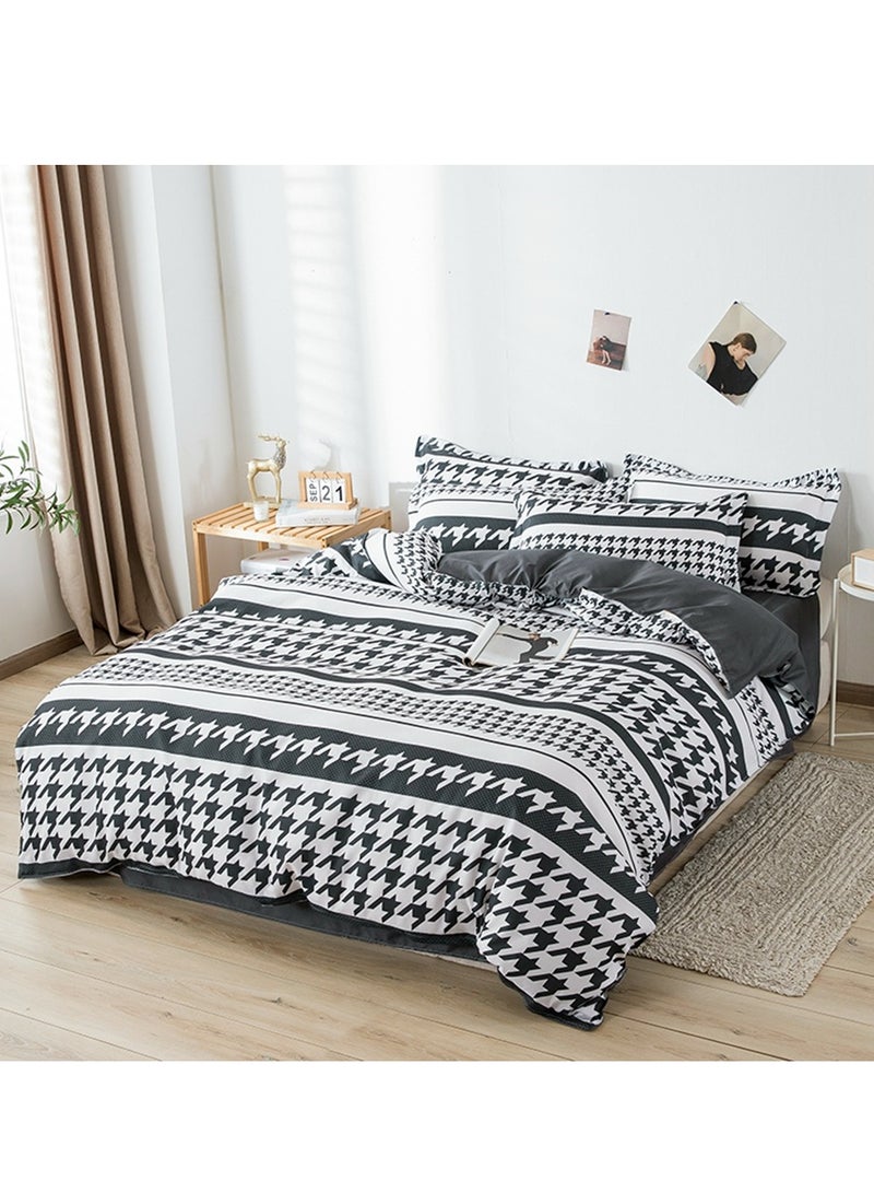 شاربدو طقم لحاف ناعم من الألياف الدقيقة، مكون من أربع قطع، مع غطاء لحاف واحد، شرشف واحد، وكيسا وسادة، لسرير بطول مترين (220*240 سم) - Image 4