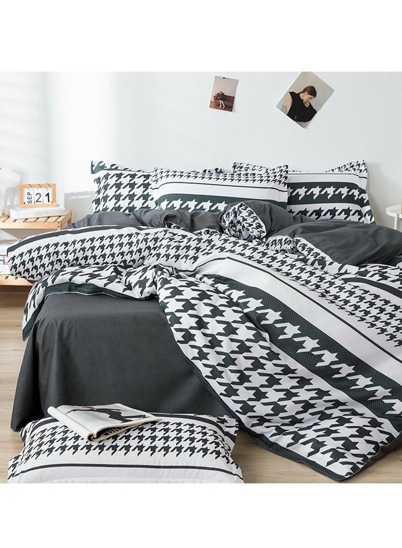 شاربدو طقم لحاف ناعم من الألياف الدقيقة، مكون من أربع قطع، مع غطاء لحاف واحد، شرشف واحد، وكيسا وسادة، لسرير بطول مترين (220*240 سم) - Image 5