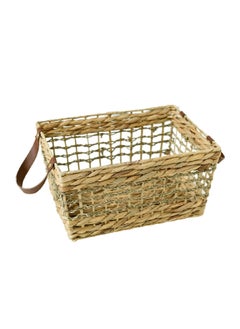 Rectangular Shape Portable Ventilated Laundry Basket with Handle Brown 28 x 39 x 20 cm SSB0316A-C