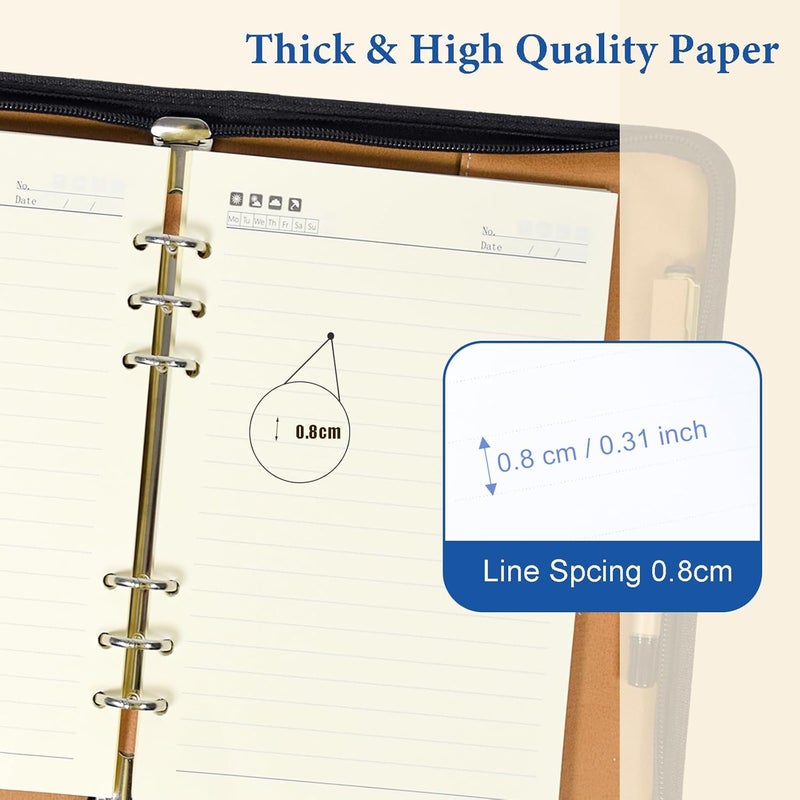 SAYEEC A5 Multifunctional Zippered Notebook Travel Notebook Business 6Ring Binder Meeting Folder Loose leaf Notepad with Calculator Pen Holder for Men Women - Image 5
