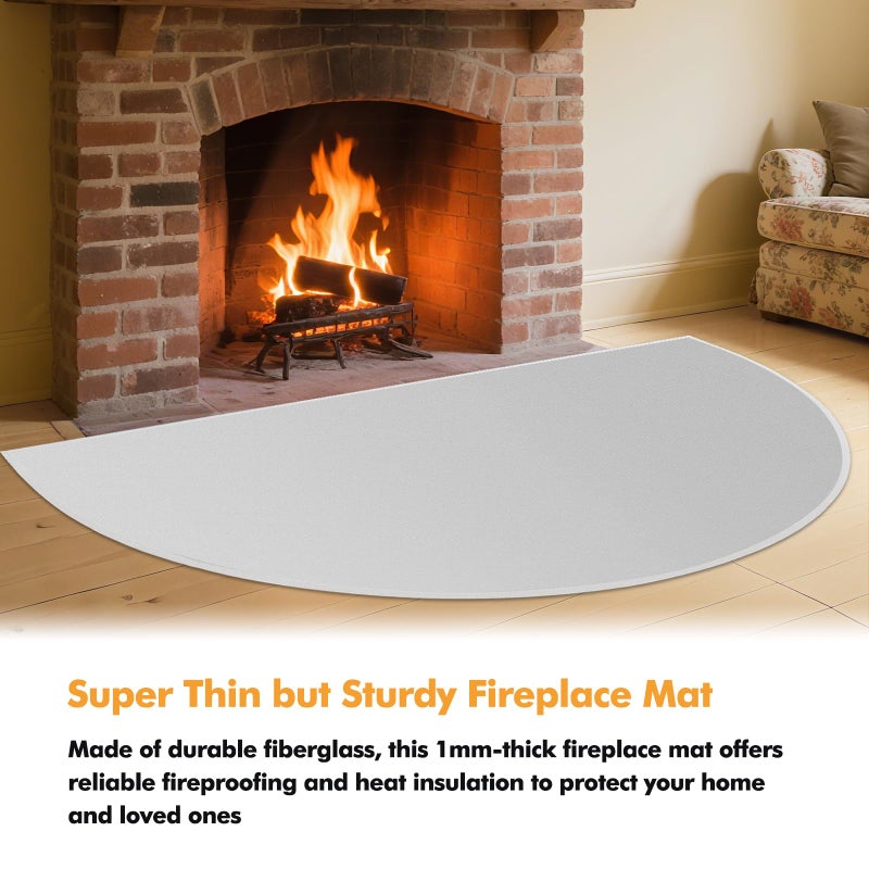 TOHONFOO Hearth Rugs for Fireplaces Fire Resistant, 42 x 24 inch Fireproof Fireplace Mat Hearth Rug, Hearth Pads for Wood Stove Fireplace Indoor Outdoor, Protect Floors Carpets from Sparks Embers-Grey, 1mm - Image 3