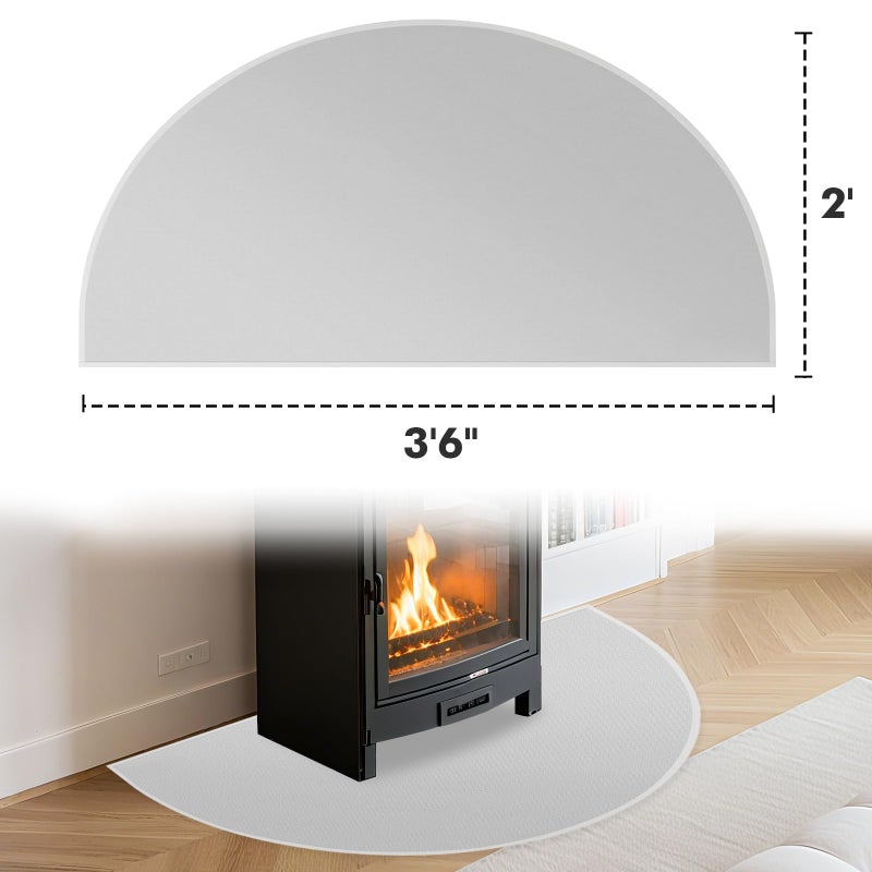 TOHONFOO Hearth Rugs for Fireplaces Fire Resistant, 42 x 24 inch Fireproof Fireplace Mat Hearth Rug, Hearth Pads for Wood Stove Fireplace Indoor Outdoor, Protect Floors Carpets from Sparks Embers-Grey, 1mm - Image 2