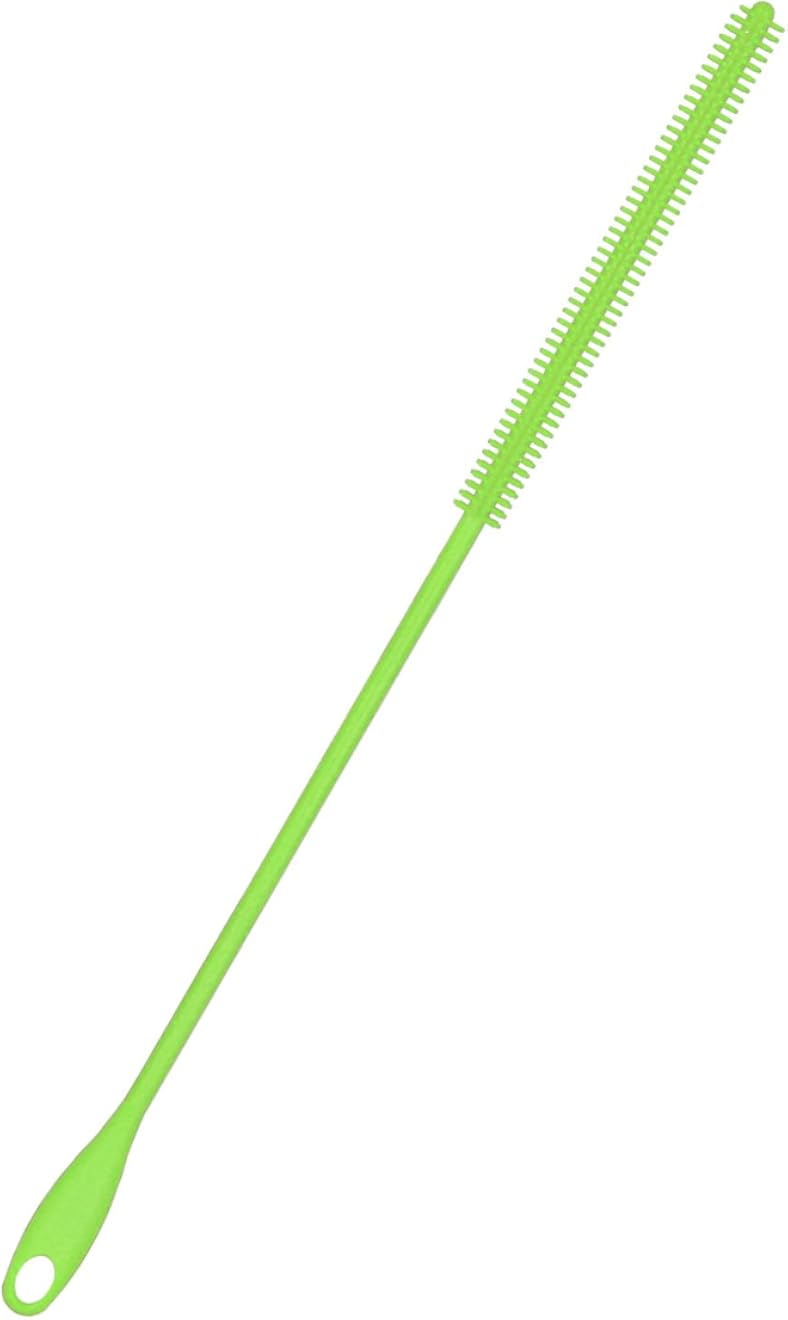 Silicone Straw Brush, 8mm Green 9.45 Inch Long Straw Cleaner with Hanging Hole, Straw Washing Tool Bendable Reusable Crevice Brush Slim Pipe Brush for Glass Metal Straws
