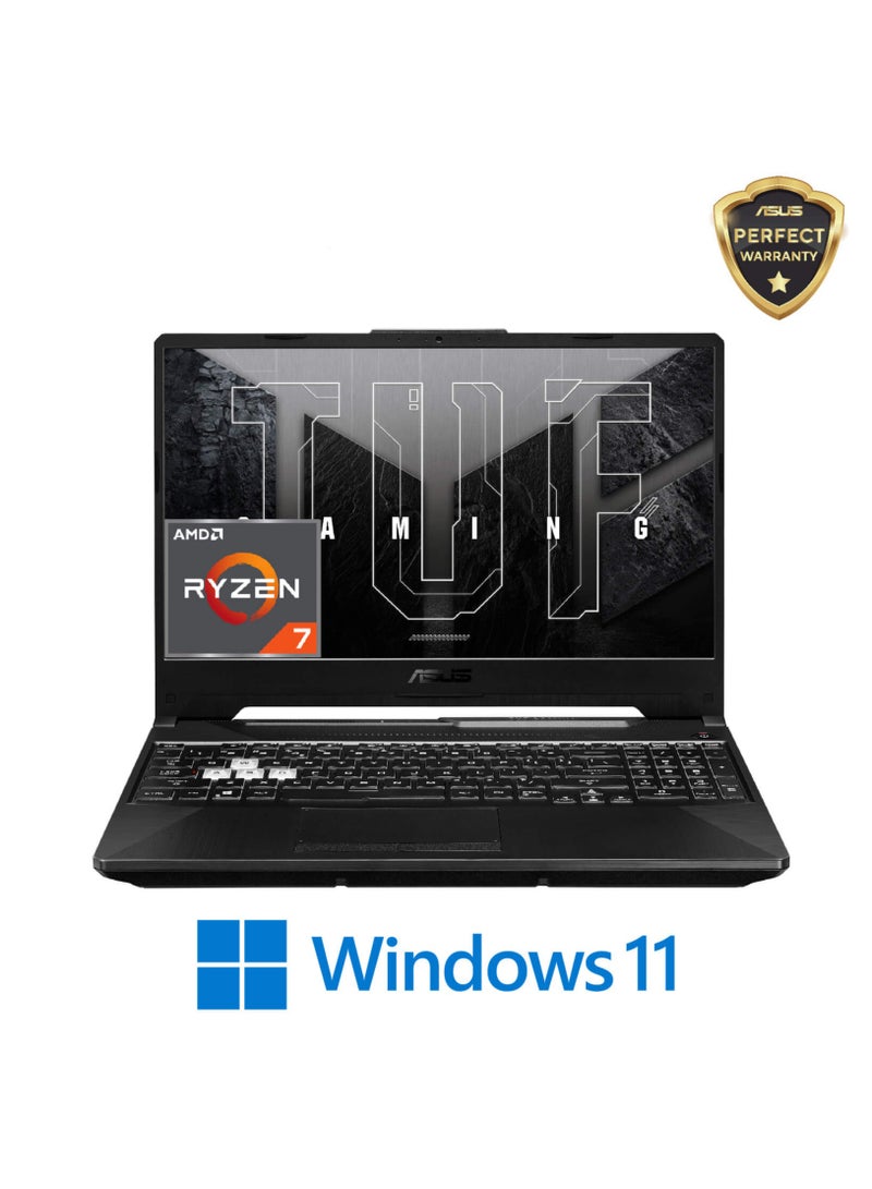 أسوس ASUS TUF GAMING FA506NCR-HN007W R7 7435HS، 8 جيجابايت رام، 512 جيجابايت SSD، NVIDIA RTX 3050، 15.6 بوصة FHD، WIN 11، Jaeger Gray - Image 1