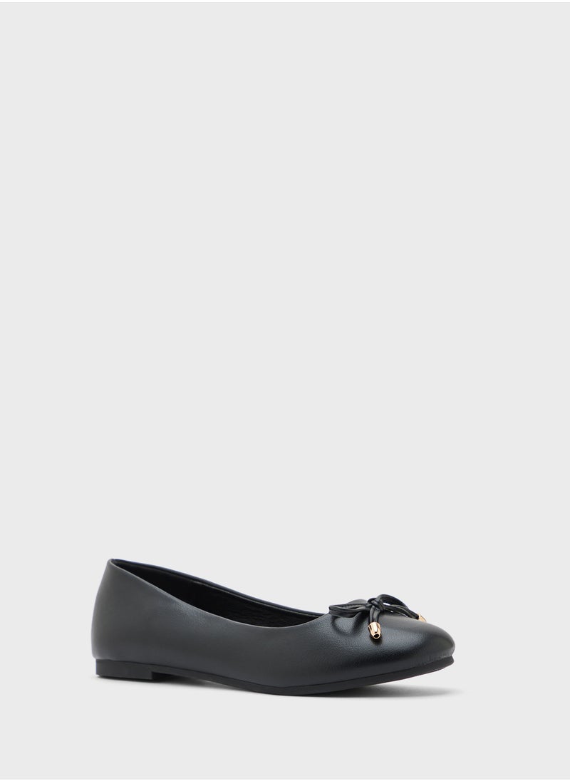 Ginger - Classic Round Toe Bow Ballerina - Image 1