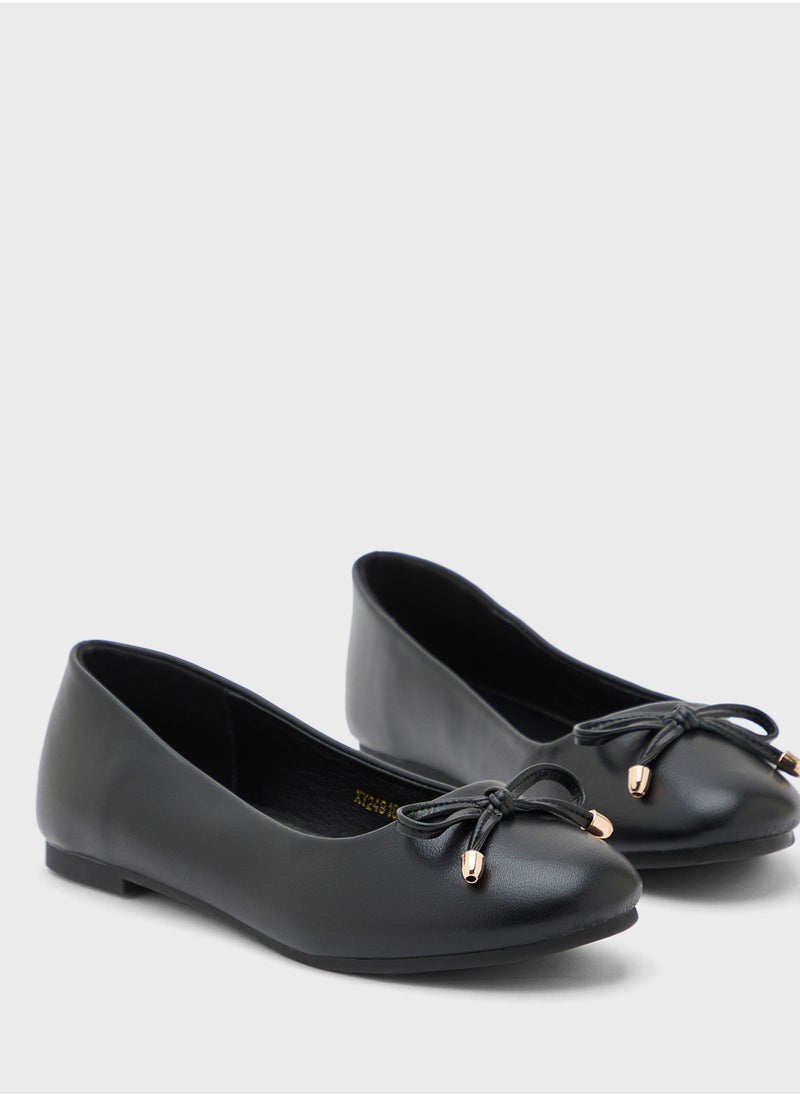Ginger - Classic Round Toe Bow Ballerina - Image 1