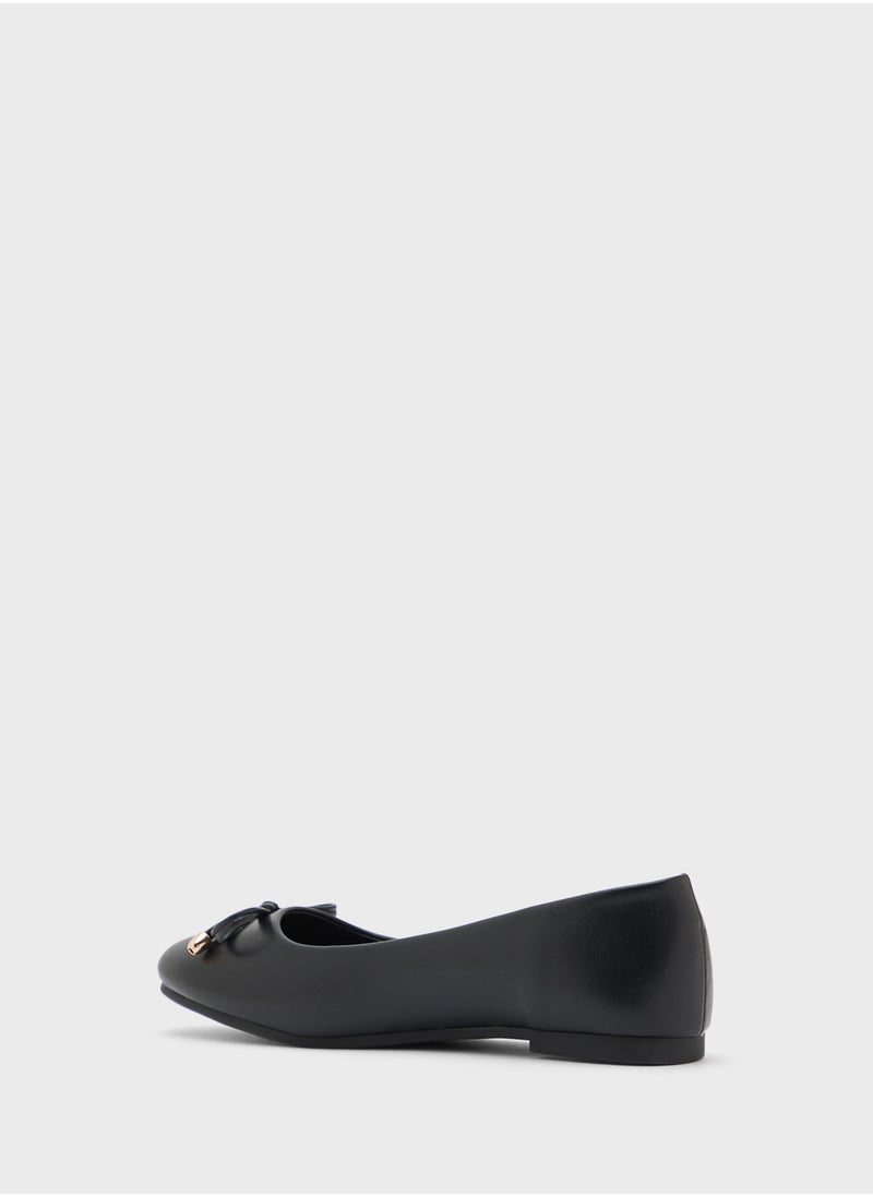 Ginger - Classic Round Toe Bow Ballerina - Image 1