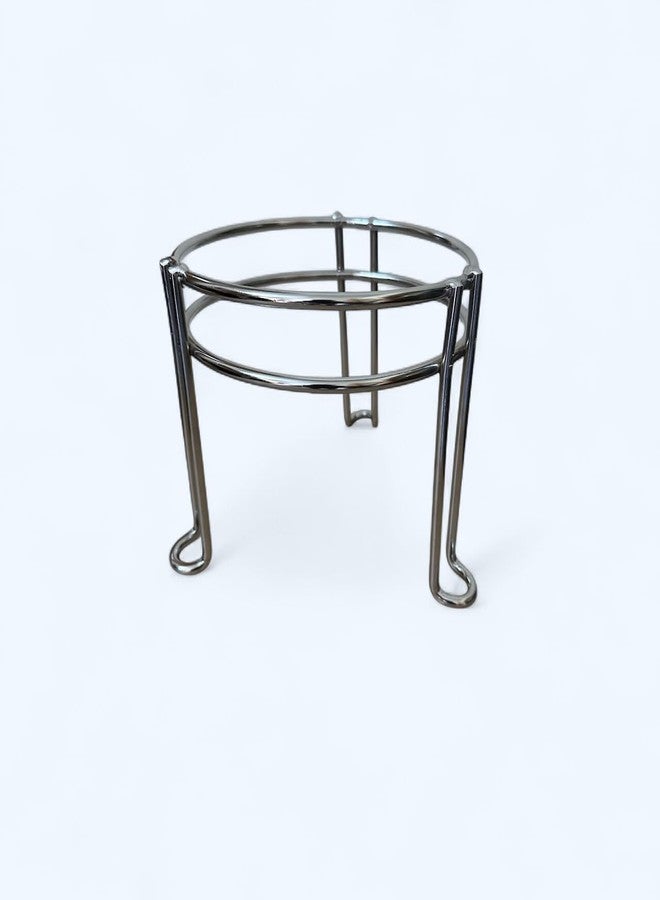 MUKE Stainless Steel 3 Legs Matka/ghada/Pot/Plant Stand | Chrome Plated Pot Rack Matka Kitchen Rack - Image 1