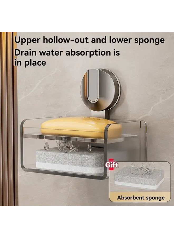 White Suction Cup Soap Dispenser No Drill Wall Mount Space Saving Bathroom Organizer - Image 3