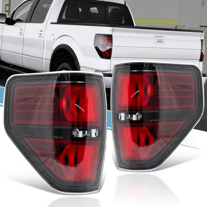 VPIMOZO Brake Tail Light Assembly Compatible With 2009 2010 2011 2012 2013 2014 Ford F150 Rear taillights Pickup Truck Smoked (Driver and Passenger Side) - Image 1