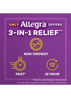 Allegra Adult 12Hr Non-Drowsy Antihistamine, Fast-Acting Allergy Symptom Relief, 60 Mg, 24 Count (Pack Of 1)  - Image 4