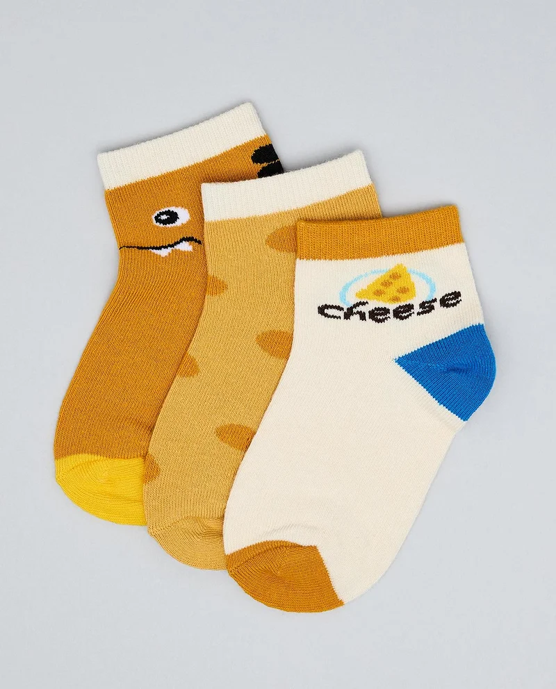 أر أند بي 3 Pack Printed Ankle Socks