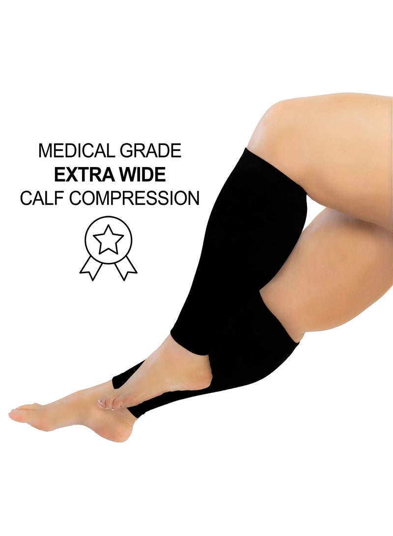 Sweet seven Comfortable 2XL Black Leg Sleeve Support Socks - Wide Calf Compression for Soothing Relief & Fit. Cotton-Rich, Graduated Compression. Get Relief Today! - Image 2