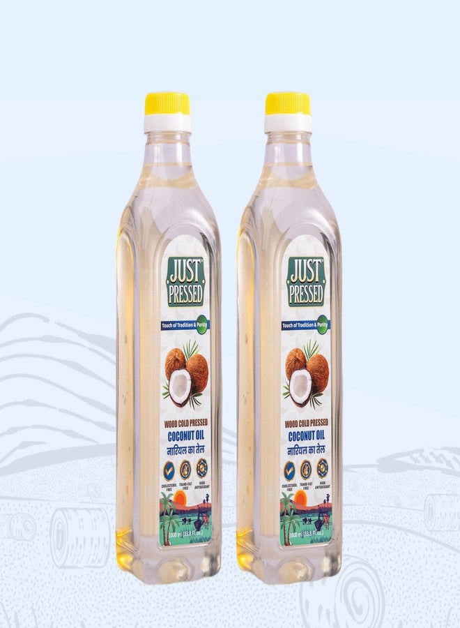 Just Pressed Combo Pack Of Coconut Oil (1000ml) Each | Wood Cold Pressed (Kacchi Ghani) | Multipurpose Oil, Edible Oil Extracted on Wooden Churner | 2000ml (Pack Of 2) - Image 2