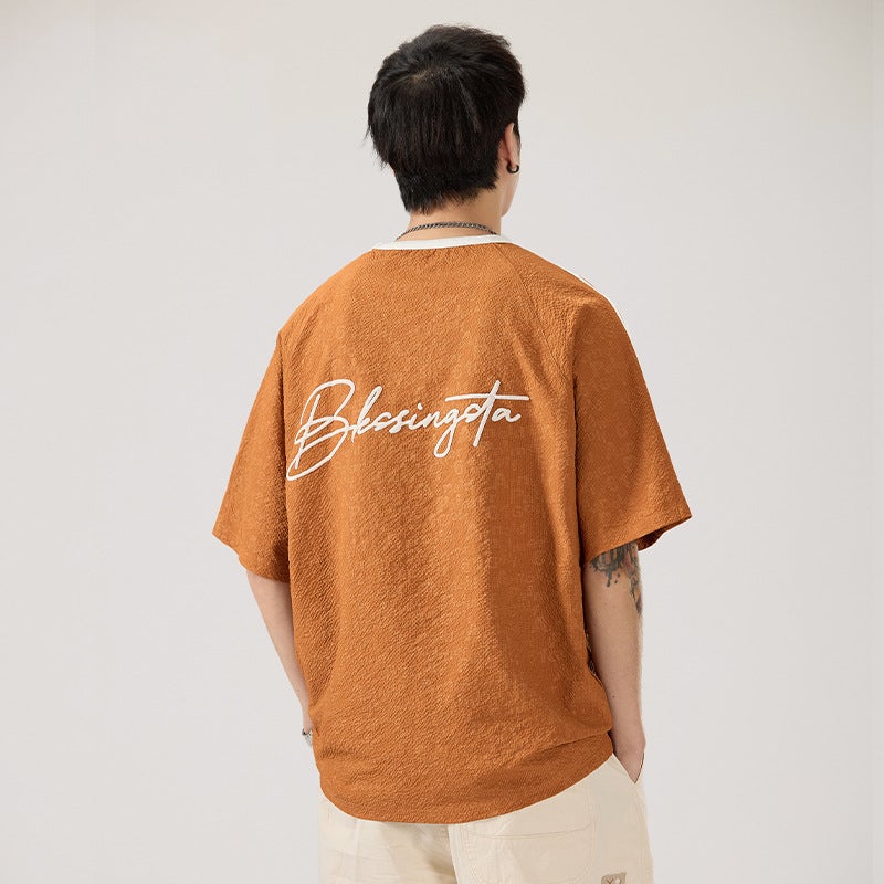 Diamond Pattern Loose Cool Print Short-Sleeved Top Summer Loose Trendy Round Neck All-Match Casual T-Shirt - Image 3
