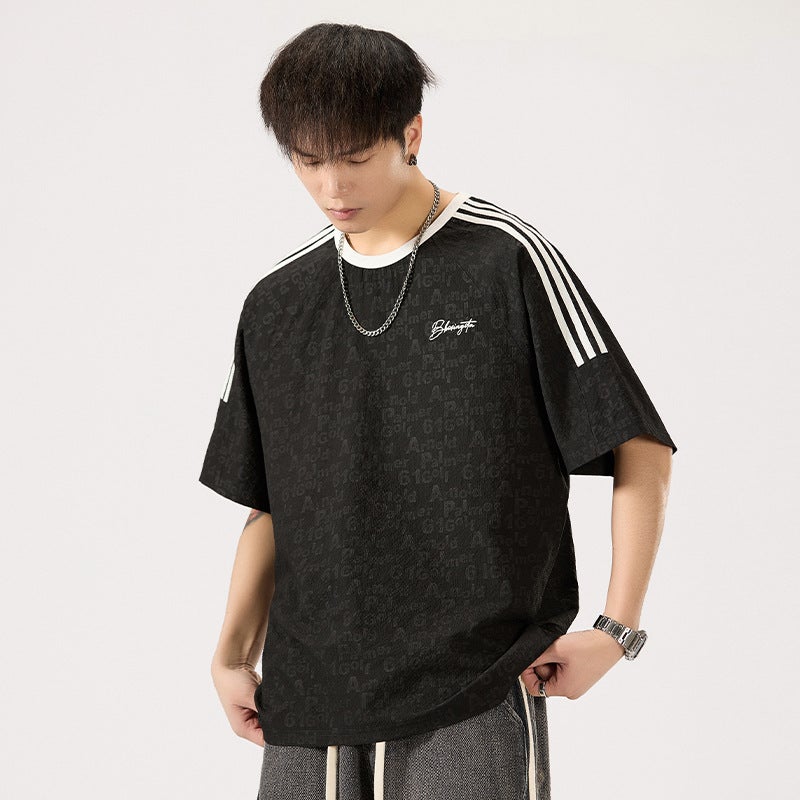 Diamond Pattern Loose Cool Print Short-Sleeved Top Summer Loose Trendy Round Neck All-Match Casual T-Shirt - Image 4