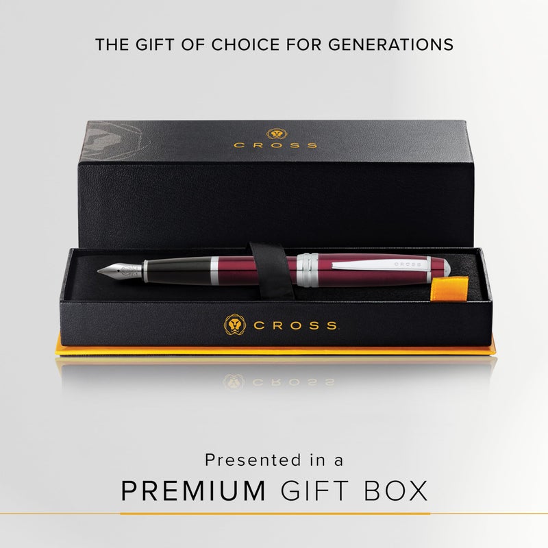Cross Bailey Refillable Fountain Pen, Medium Nib, Includes Premium Gift Box - Red Lacquer - Image 4