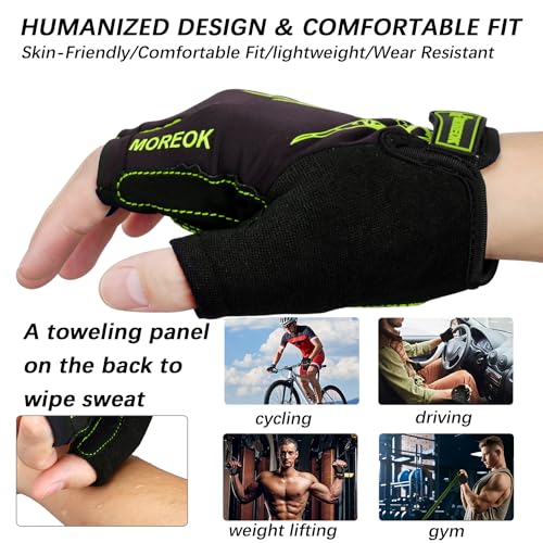 MOREOK Cycling Gloves Bike Gloves for Men/Women-[5MM Gel Pad] Half Finger Bicycle Biking Gloves for Cycling/Weight Lifting/Gym/Motorcycle/Rowing/Outdoor Sports-050-GREEN-XL - Image 3