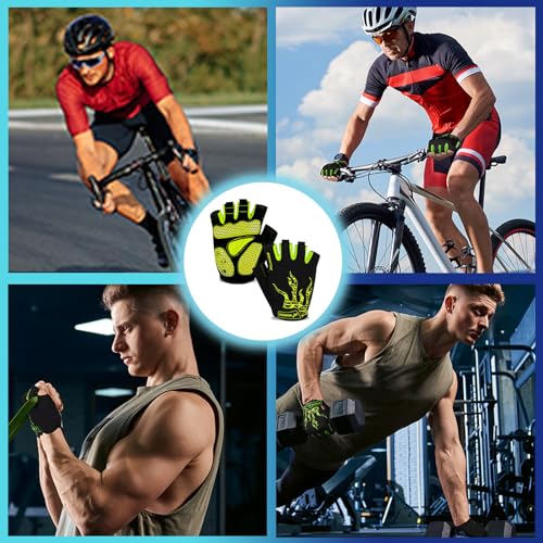 MOREOK Cycling Gloves Bike Gloves for Men/Women-[5MM Gel Pad] Half Finger Bicycle Biking Gloves for Cycling/Weight Lifting/Gym/Motorcycle/Rowing/Outdoor Sports-050-GREEN-XL - Image 5