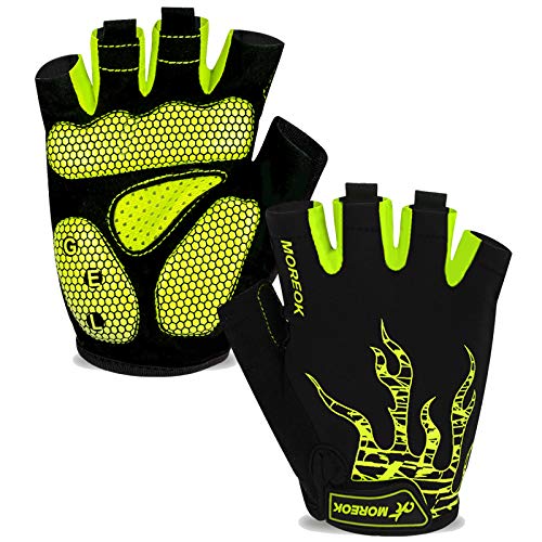 MOREOK Cycling Gloves Bike Gloves for Men/Women-[5MM Gel Pad] Half Finger Bicycle Biking Gloves for Cycling/Weight Lifting/Gym/Motorcycle/Rowing/Outdoor Sports-050-GREEN-XL - Image 1