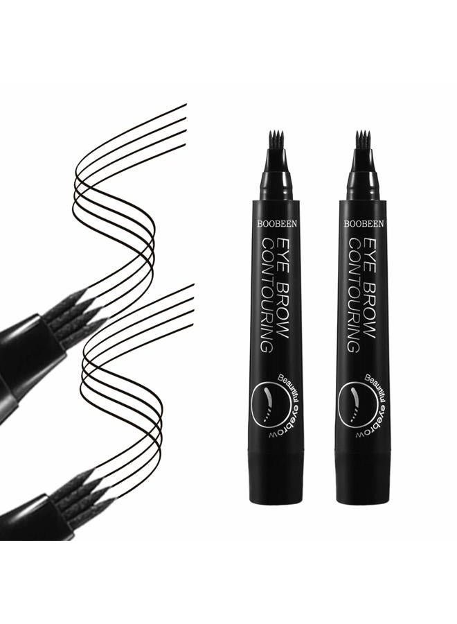 Boobeen 2Pcs Microblading Eyebrow Pencil - Waterproof Eyebrow Tattoo Pen with a Micro-Fork Tip Applicator - Creates Natural Looking Brows Effortlessly - Image 1