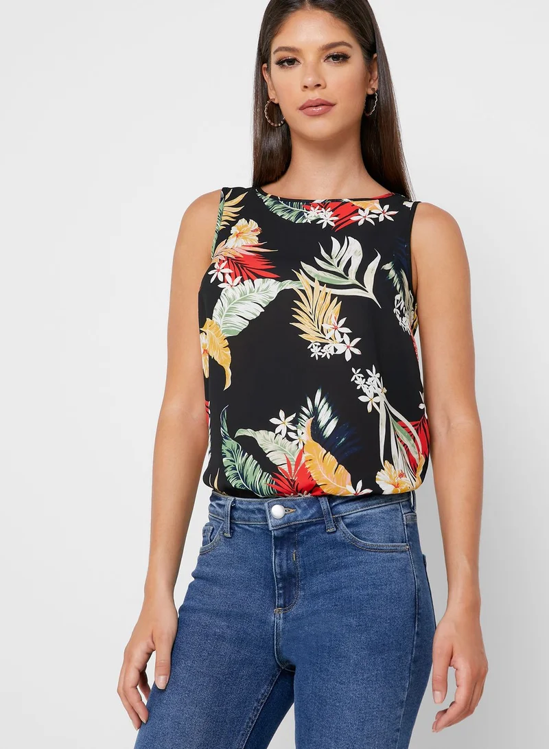 DOROTHY PERKINS Cut Out Back Leaf Print Top
