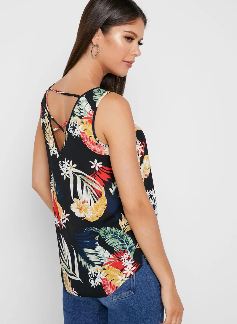 DOROTHY PERKINS Cut Out Back Leaf Print Top