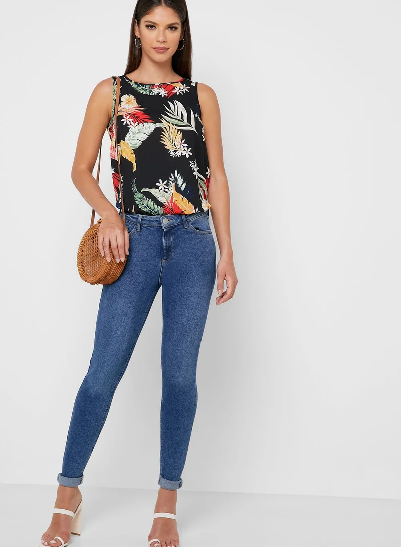DOROTHY PERKINS Cut Out Back Leaf Print Top